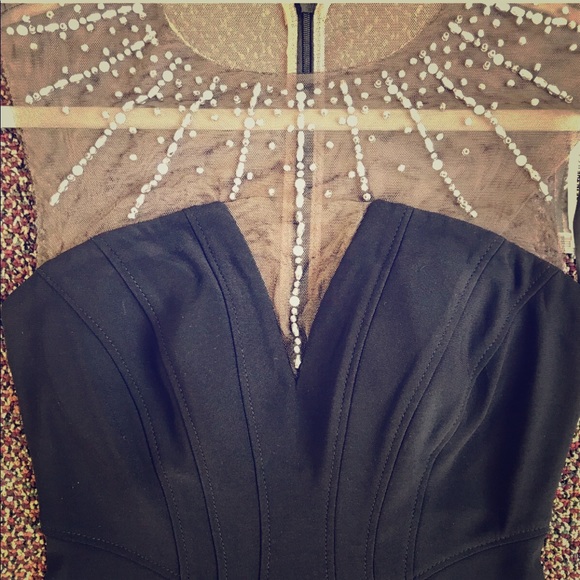 Betsy & Adam Black Embellished Dress Sz 6 - Picture 3 of 8